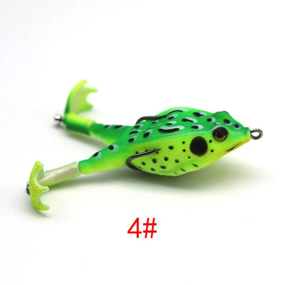 Topwater Frog Lure Bass Trout Fishing Lures Kit Set Realistic Prop Frog Soft Swimbait Floating Bait with Weedless Hooks