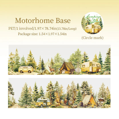 1 Roll Nature Camping Theme Scenic PET Tape for Scrapbooking DIY Collage Material Phone Case Notebook Decoration