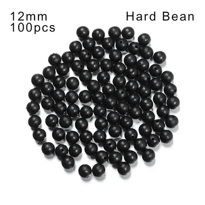 100pcs Fishing Beads Space Stopper Black 3mm-12mm Round Soft and hard beans Fishing Lures bait Hook Rig Accessories