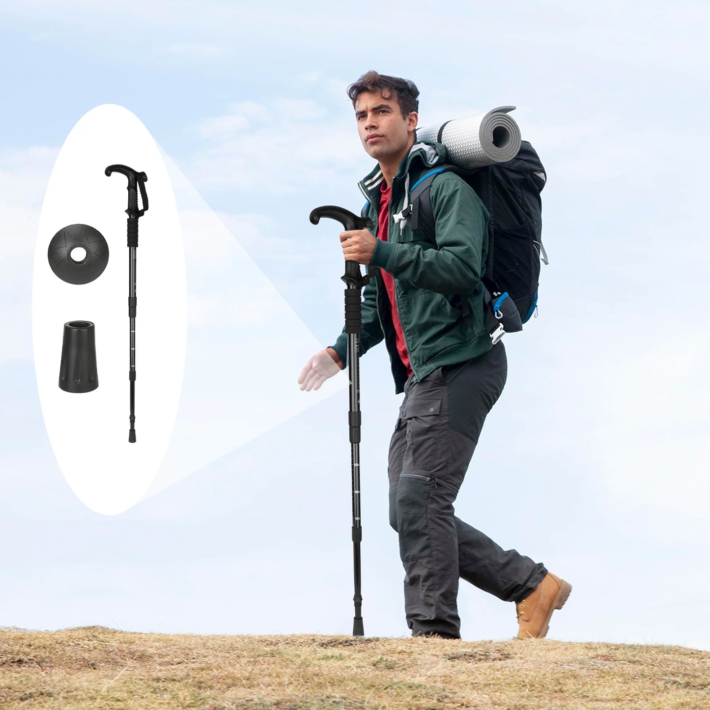 Hiking Stick Trekking Poles Mountaineering Telescopic Stick Walking Stick Suitable for Reduce Pressure and Strain MIAO-US