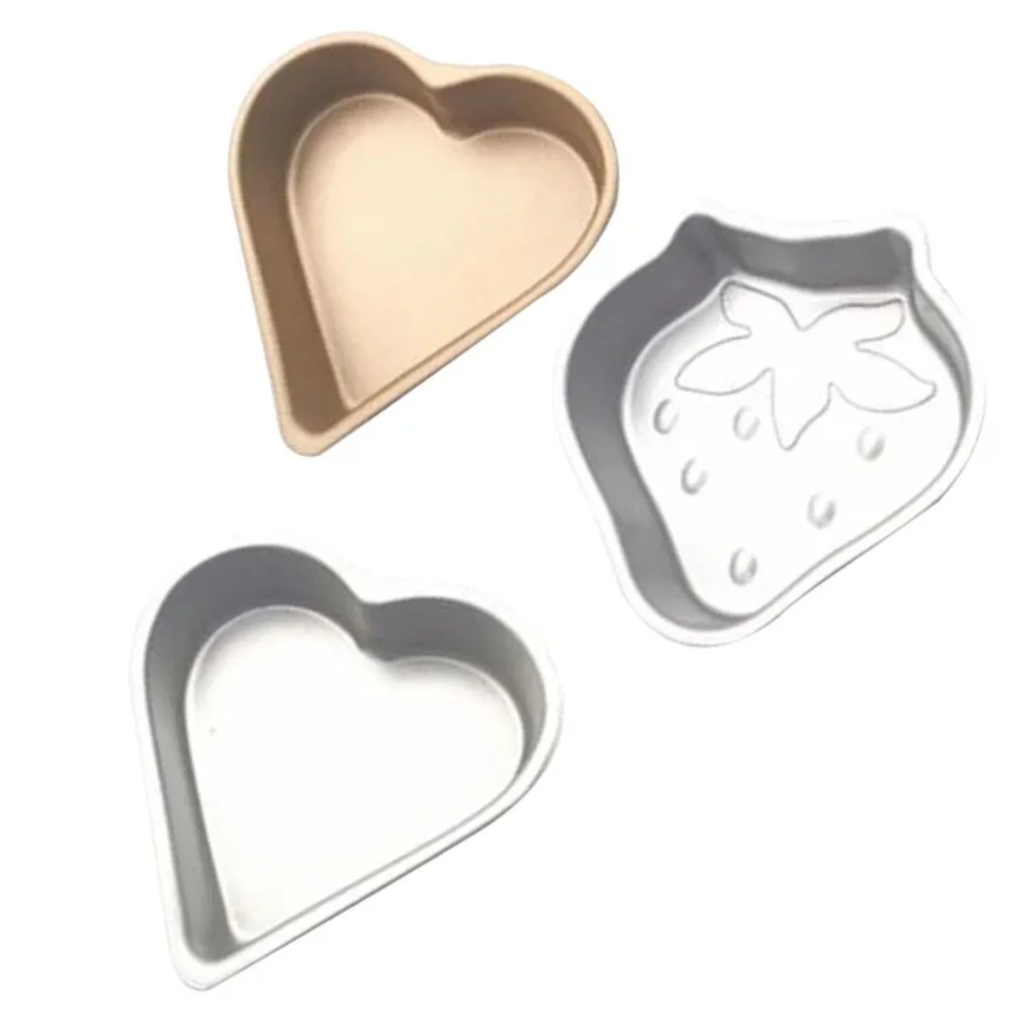 2 Pcs Baking Dishes  Oven Bakeware Pan Chocolate Strawberry Cake Child Mold Heart