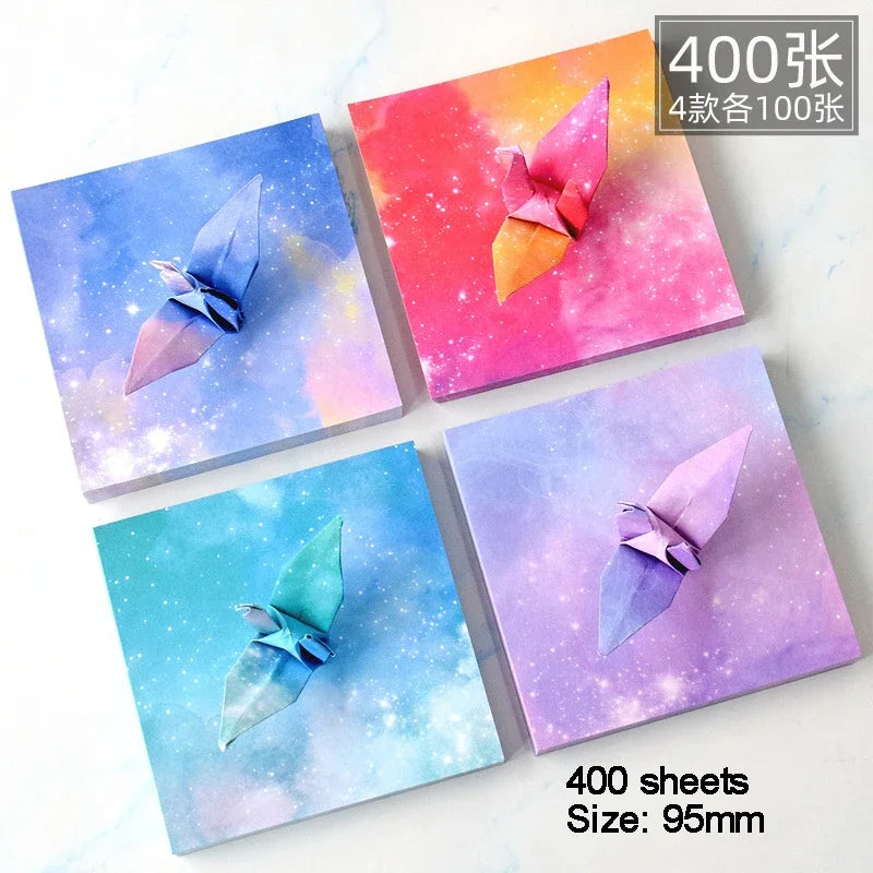 200-400Sheets Galaxy Outer Space Origami Paper Cranes Paper Decor Folded Origami Paper for Kids DIY Arts Christmas Craft Project