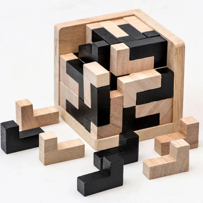 3D Cube Puzzle Luban Interlocking Creative Educational Wooden Toy Brain Mind Early Learning Game Gift For Children Letter