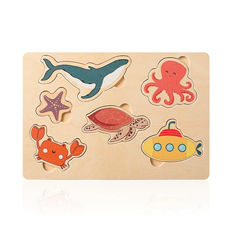 1pc Puzzles Matching Toys 3D Wooden Animals Montessori Puzzle Colorful For Children Training Cognitive Educational Learning Toy