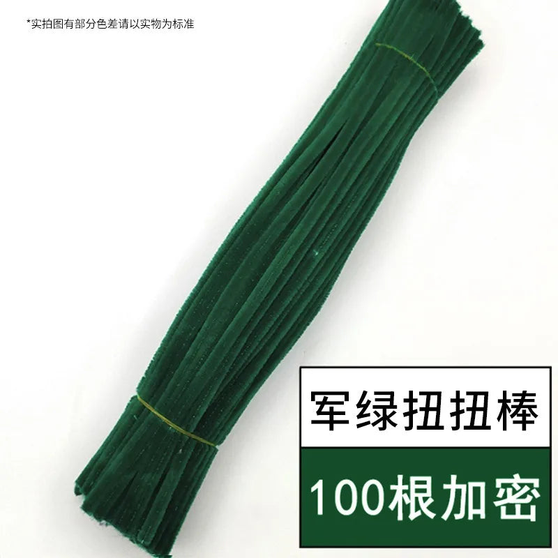 100pcs Chenille Stems Toy DIY Strips Twist Bar Anvil Wire Craft Pipe Creative Hobby Children Plush Stick Pipe Cleaners DIY Craft