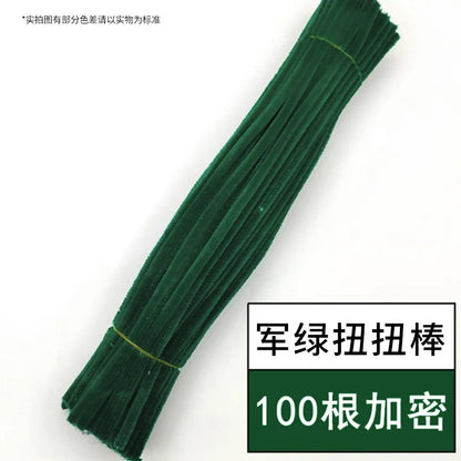100pcs Chenille Stems Toy DIY Strips Twist Bar Anvil Wire Craft Pipe Creative Hobby Children Plush Stick Pipe Cleaners DIY Craft