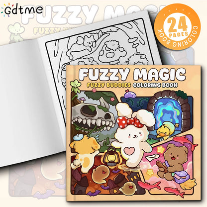 FUZZY MAGIC Coloring Book For Teenagers, Featuring Cute Animals and easy-to-use Coloring Picture Books