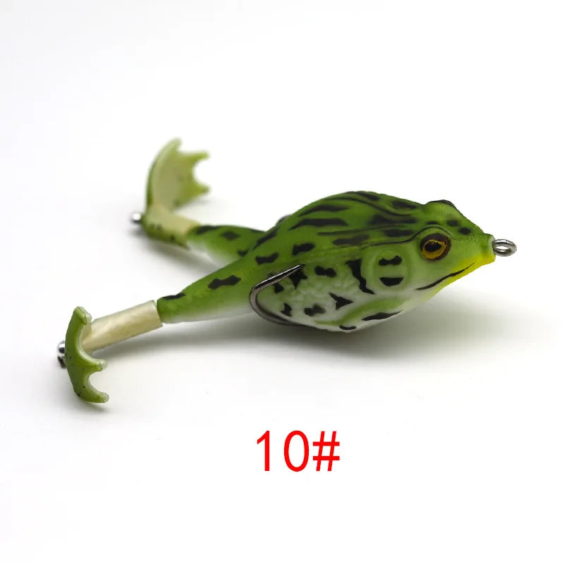 Topwater Frog Lure Bass Trout Fishing Lures Kit Set Realistic Prop Frog Soft Swimbait Floating Bait with Weedless Hooks