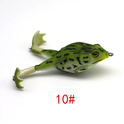 Topwater Frog Lure Bass Trout Fishing Lures Kit Set Realistic Prop Frog Soft Swimbait Floating Bait with Weedless Hooks
