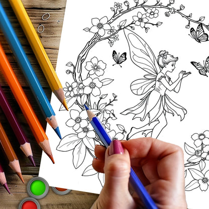 28 Pages Original Fairy Garden Coloring Book for Adult | Colouring Book, Drawing Supplies for Christmas, Thanksgiving, Halloween