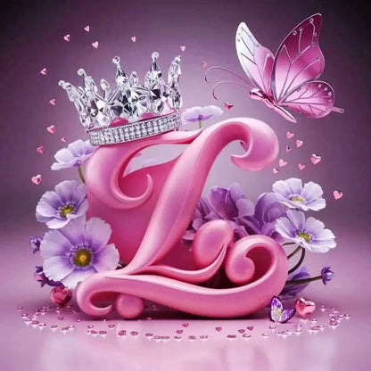 Huacan New Arrivals Diamond Painting Crown Letters  Full Drill Mosaic Butterfly Alphabet Art Wall Decor For Home Craft Kit