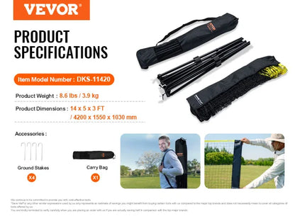 SucceBuy 10-17FT Badminton Net Height Adjustable Volleyball Net Wide Foldable Pickleball Net Portable Easy Setup Tennis Net Set