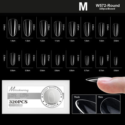 XS-L Nature Soft Gel False Nail Tips Full Cover Press on Almond Capsules Coffin Artificial Glossy Fake Nails Extension 16 Sizes