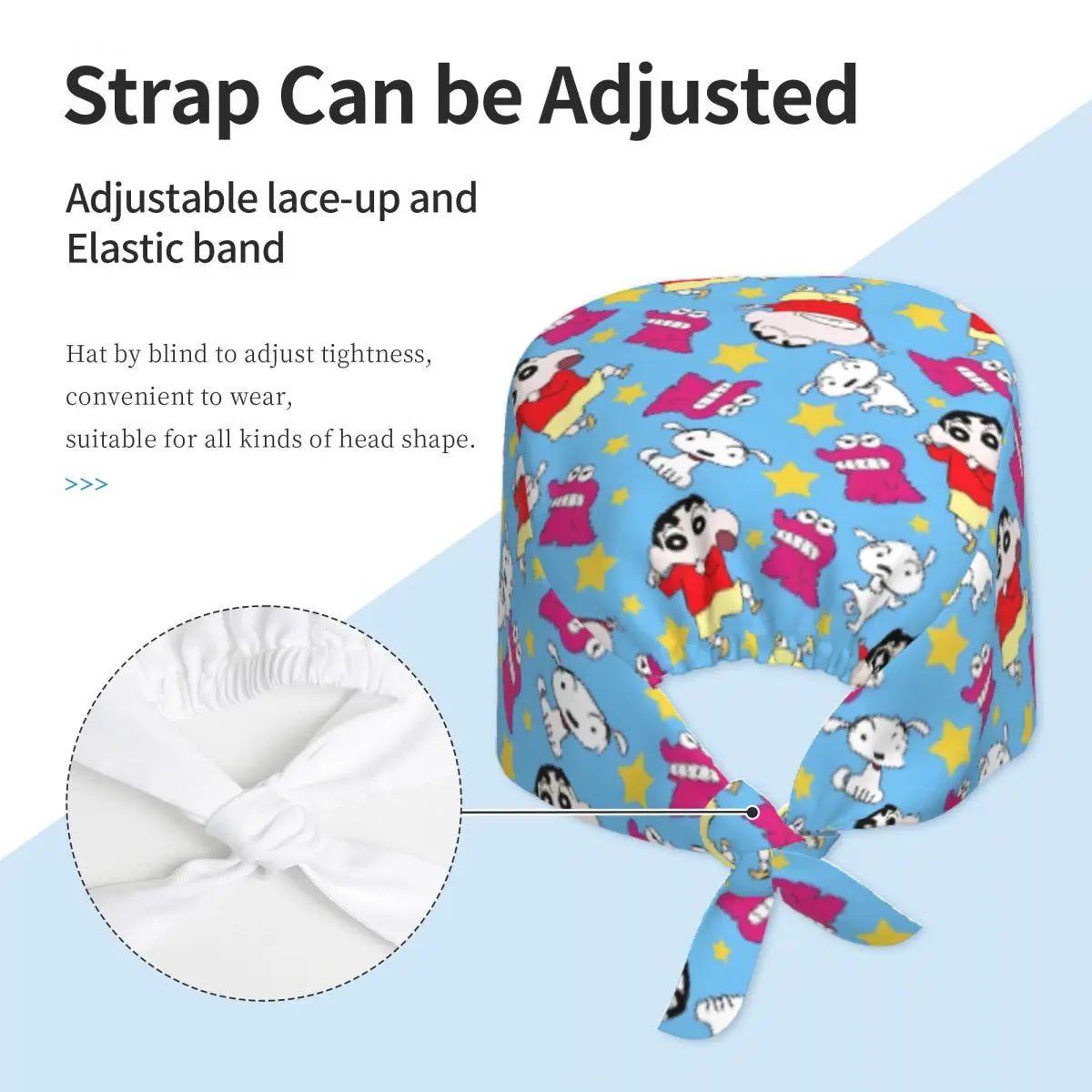 Custom Crayons Shin-chans Cute Anime Scrubs Cap Surgical Hats Women Men Operating Room Cap Nursing Cap Lab Works Hat