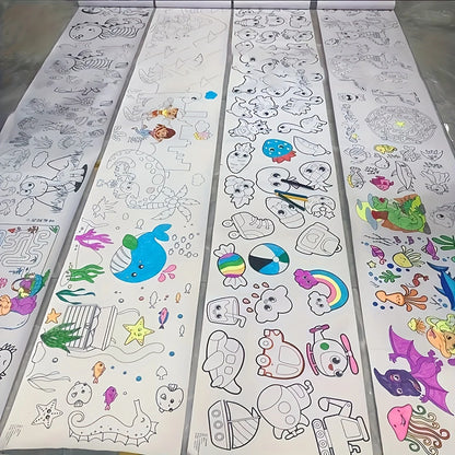 300CM DIY Drawing Roll Sticky Color Filling Paper Graffiti Scroll Coloring Roll Kids DIY Painting Educational Toys For Children
