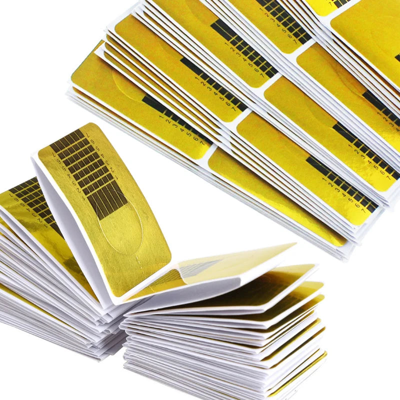 100 Pcs/Set, Nail Form Tips Acrylic UV Gel Extension Curl Form Extension Nail Sticker Art Guide Mold Manicure Nail Art Tools