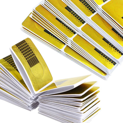 100 Pcs/Set, Nail Form Tips Acrylic UV Gel Extension Curl Form Extension Nail Sticker Art Guide Mold Manicure Nail Art Tools