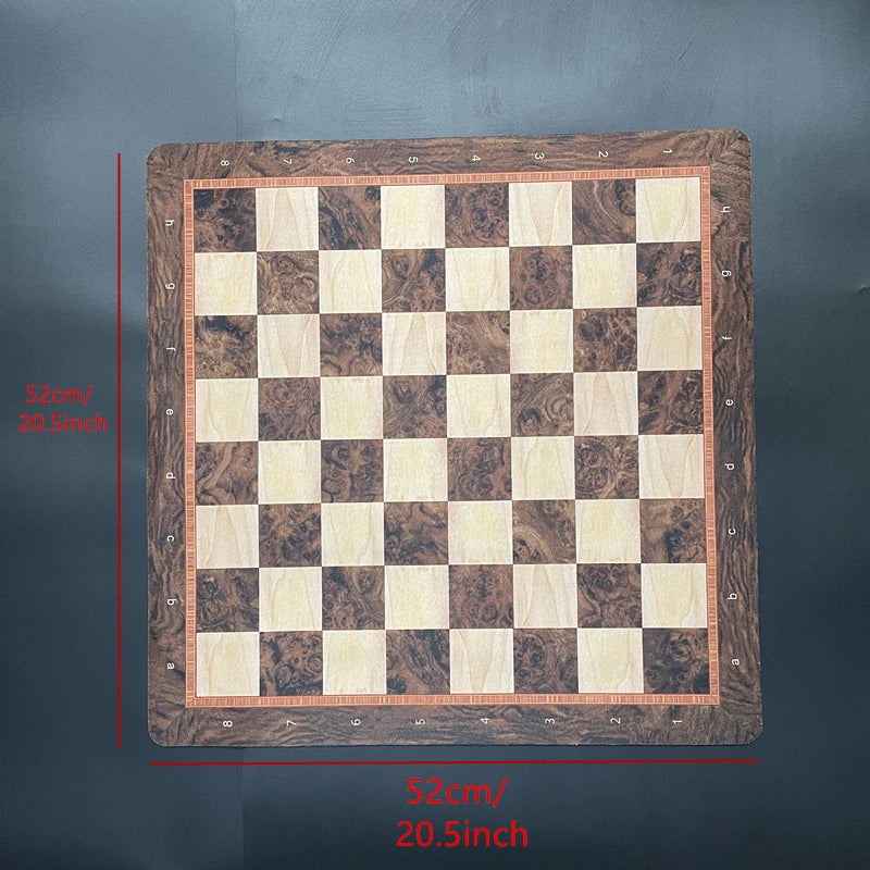 Large 52cm/ 20.5-inch championship game chessboard, foldable and rollable soft rubber chessboard, checkers board