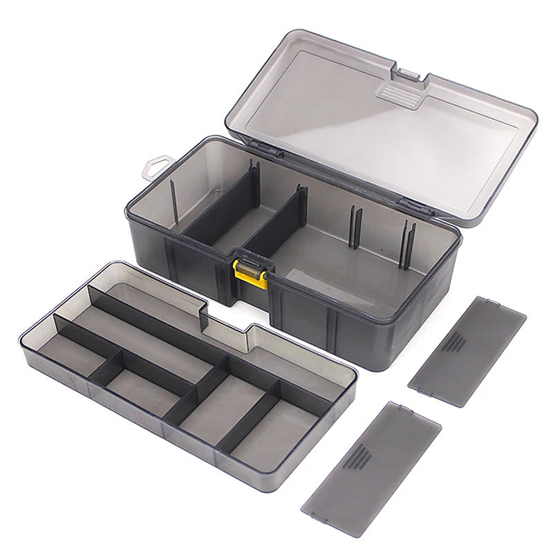 Fishing Box Gray Double Layer Fishing Gear Road Sub Box PP Material Plastic Tool Box for Fake Bait