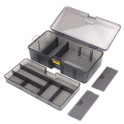 Fishing Box Gray Double Layer Fishing Gear Road Sub Box PP Material Plastic Tool Box for Fake Bait