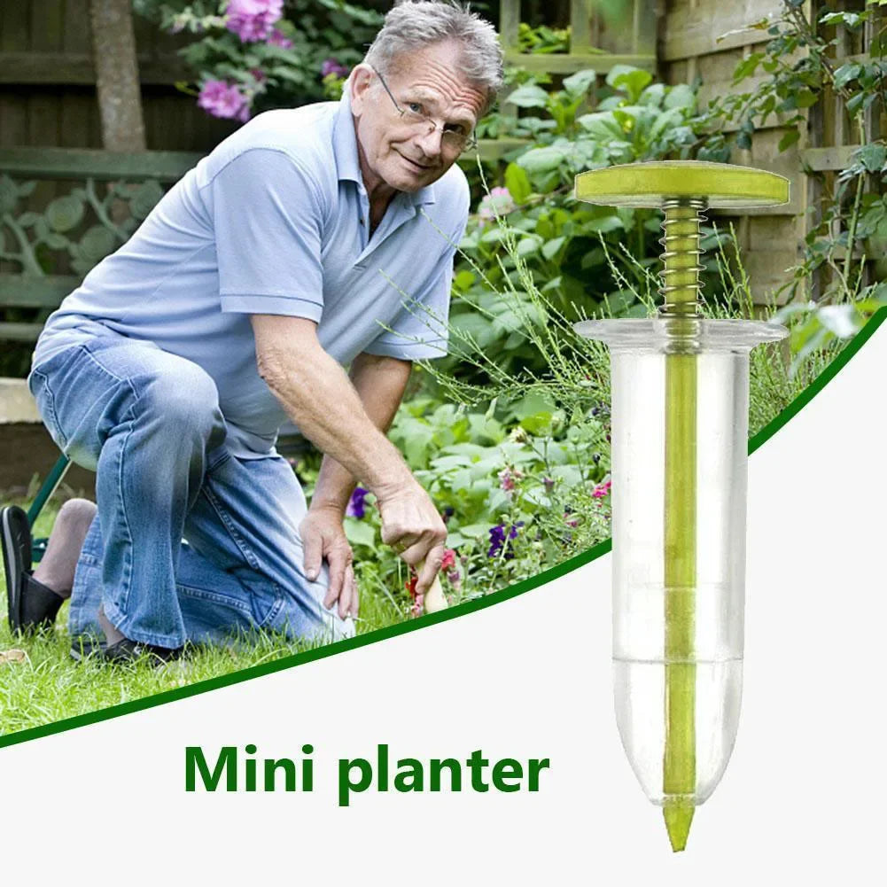 Mini Sowing Seed Dispenser 5 Different Settings Handheld Seed Planter with 2 Transplanting Tools Hand Seeder Gardening Supplies