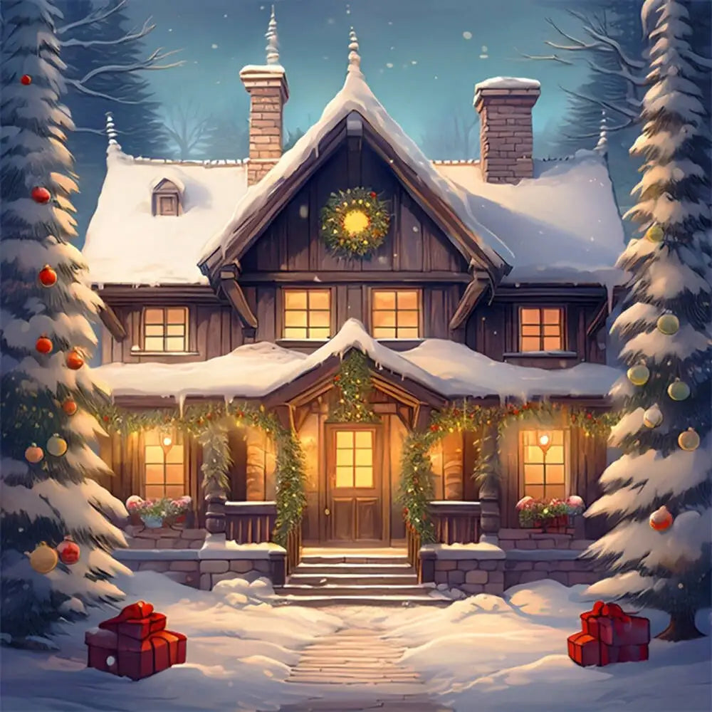 EverShine Diamond Embroidery House Landscape Winter Full Drill Mosaic Car Diamond Painting Christmas Craft Kit Home Decor Gift