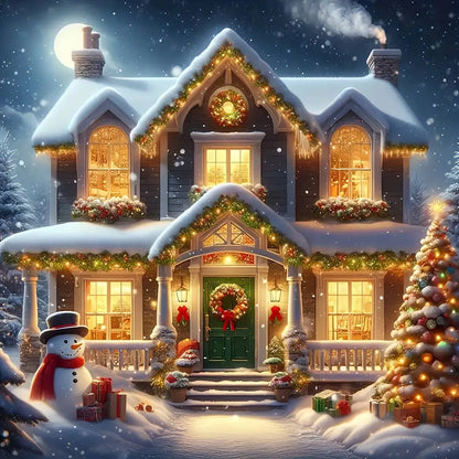 EverShine Diamond Embroidery House Landscape Winter Full Drill Mosaic Car Diamond Painting Christmas Craft Kit Home Decor Gift