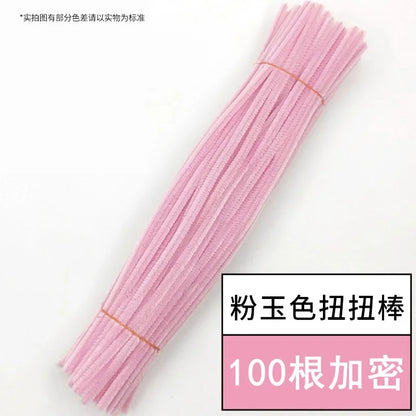 100pcs Chenille Stems Toy DIY Strips Twist Bar Anvil Wire Craft Pipe Creative Hobby Children Plush Stick Pipe Cleaners DIY Craft