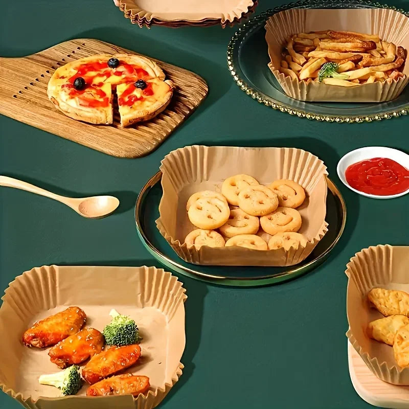 100/50pcs Non-Stick Air Fryer Disposable Paper Liners,Compatible with Most Air Fryer Models,Baking Sheets for Baking,Frying Food