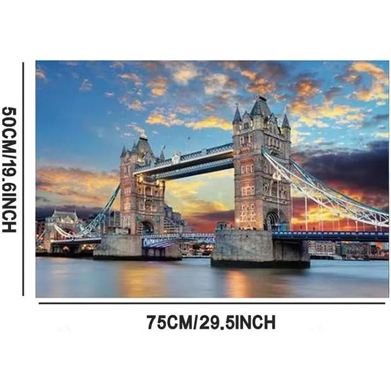 1000 Piece Famous Scenery Jigsaw Puzzle for Kids Adult London Tower Bridge Bridge Large Puzzle Game Toys Gift