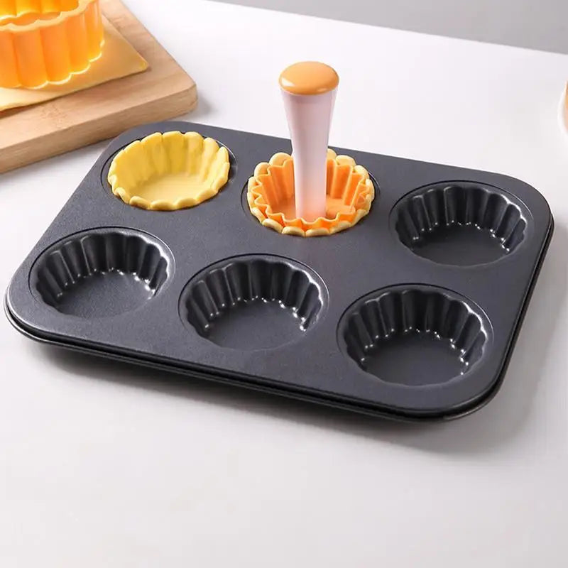 Tart Tamper Set Flower Cookies Tamper Non Stick Food Safe Reusable Removable Cake Pastry Baking Tool For Egg Tart Making