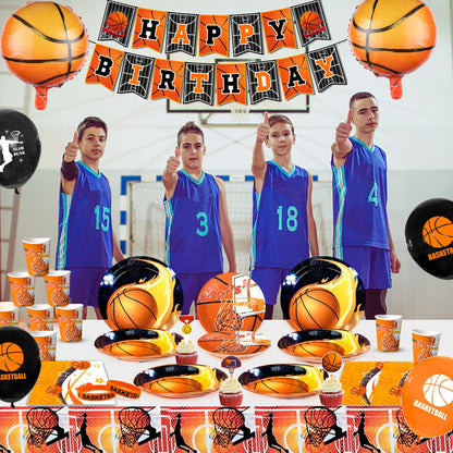 Basketball Birthday Decorations,98pcs Basketball Party Supplies and Decorations Set -Balloons Banner Tablecloth Plates ect