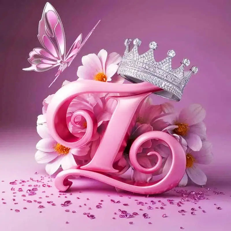 Huacan New Arrivals Diamond Painting Crown Letters  Full Drill Mosaic Butterfly Alphabet Art Wall Decor For Home Craft Kit