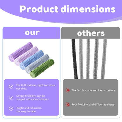 Pieces Of Pipe Cleaners For Crafts, Colored Pipe Cleaner Flower Set, Flexible Pipecleaners For Flower Diy Craft Kit Gift