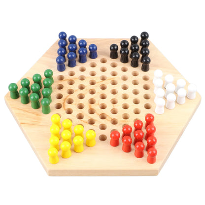 Chinese Checkers Set With Multiple Chess Pieces Wooden Board Interactive Children Adult Chess Game Traditional Chinese Checkers