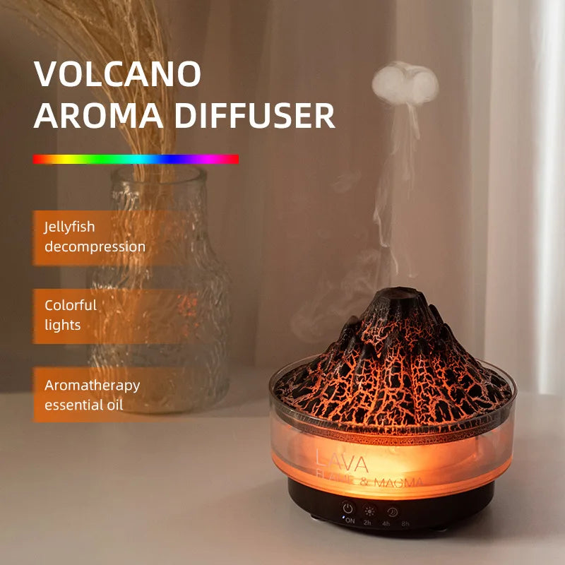 2024 New Simulated Volcano Crack Humidifier Large Capacity Colorful Night Light Aromatherapy Diffuser Household Spread Perfume