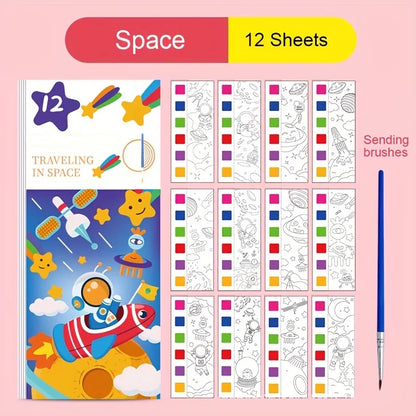 5-Pack Pocket Watercolor Coloring Book Set: Enhance Creativity and Concentration with Miniature Art Supplies