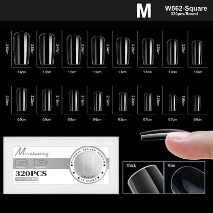 XS-L Nature Soft Gel False Nail Tips Full Cover Press on Almond Capsules Coffin Artificial Glossy Fake Nails Extension 16 Sizes