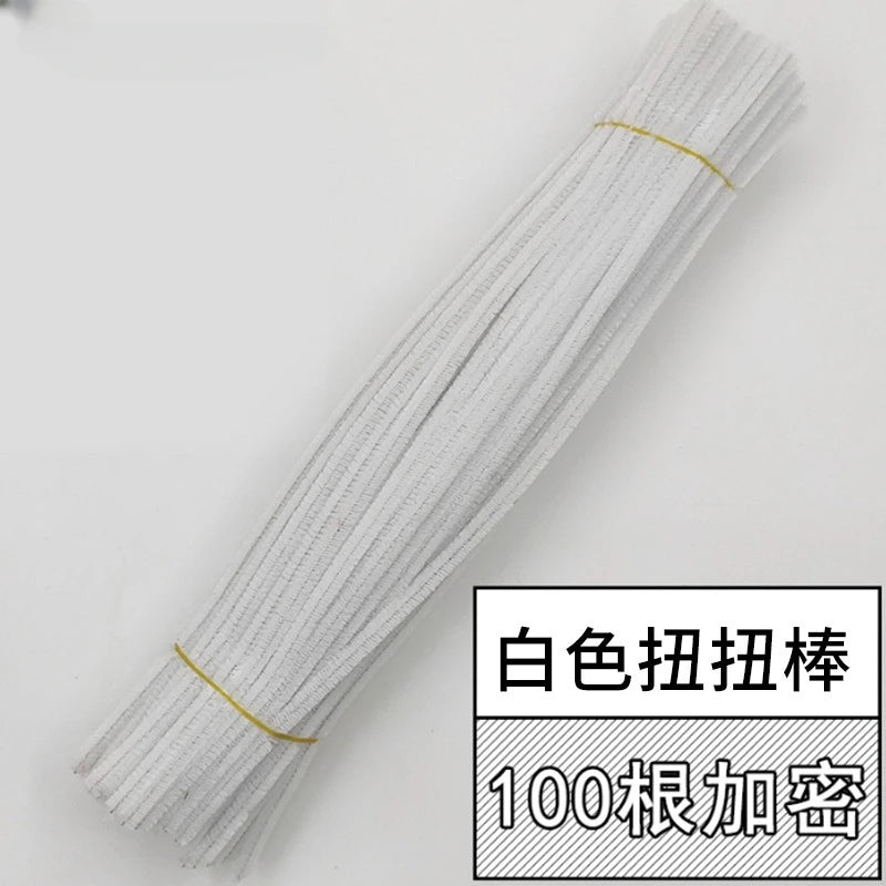 100pcs Chenille Stems Toy DIY Strips Twist Bar Anvil Wire Craft Pipe Creative Hobby Children Plush Stick Pipe Cleaners DIY Craft