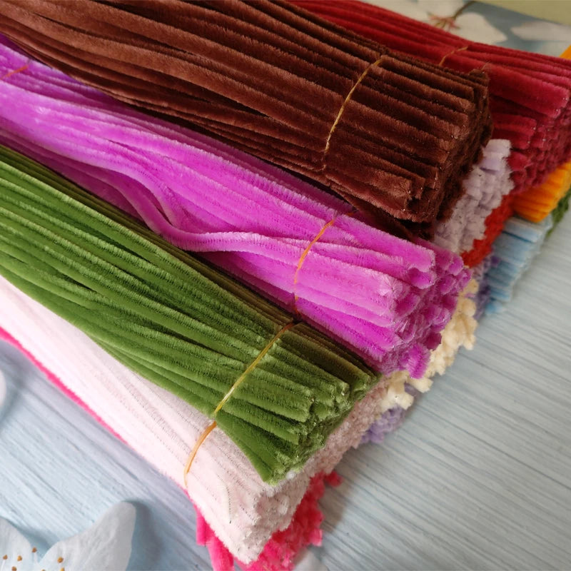 100pcs 30cm Twist Wire Chenille Stems Pipe Cleaners Kid Plush Stick Strips Educational Toys Handmade Material DIY Craft Supplies