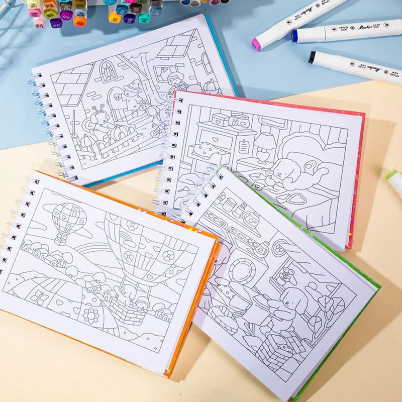 1Pc Cute Animal Coloring Book Kids Animal Theme Graffiti Painting Book Bobbie Goods Coloring Book Students Gifts random color