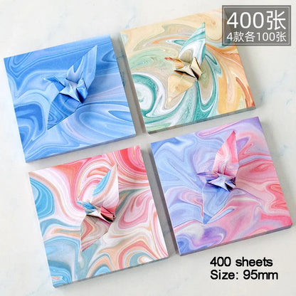 200-400Sheets Galaxy Outer Space Origami Paper Cranes Paper Decor Folded Origami Paper for Kids DIY Arts Christmas Craft Project