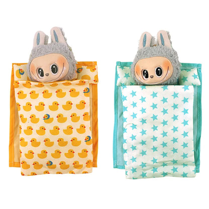 14 Colors of Sleeping Bags+Eye Masks For labubu 17cm Plush Doll Clothes Accessories Girl‘s Toys Birthday Christmas Gift