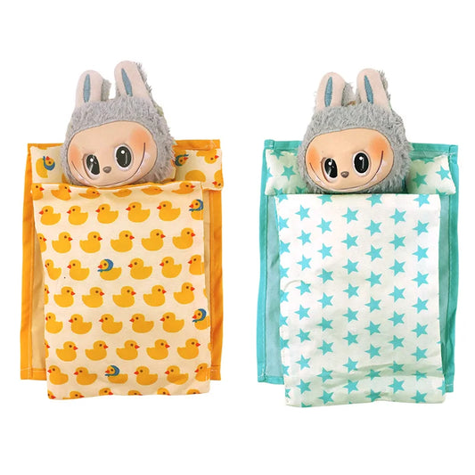 14 Colors of Sleeping Bags+Eye Masks For labubu 17cm Plush Doll Clothes Accessories Girl‘s Toys Birthday Christmas Gift