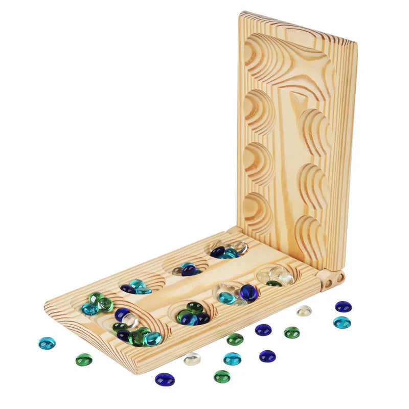 Mancala Board Game - Fun Classic Table Game with Wooden Board for Adults & Kids