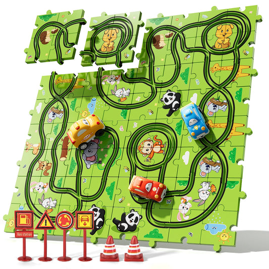 39 Pcs Jigsaw Puzzle Race Track Car Set Toys For Kids Puzzle