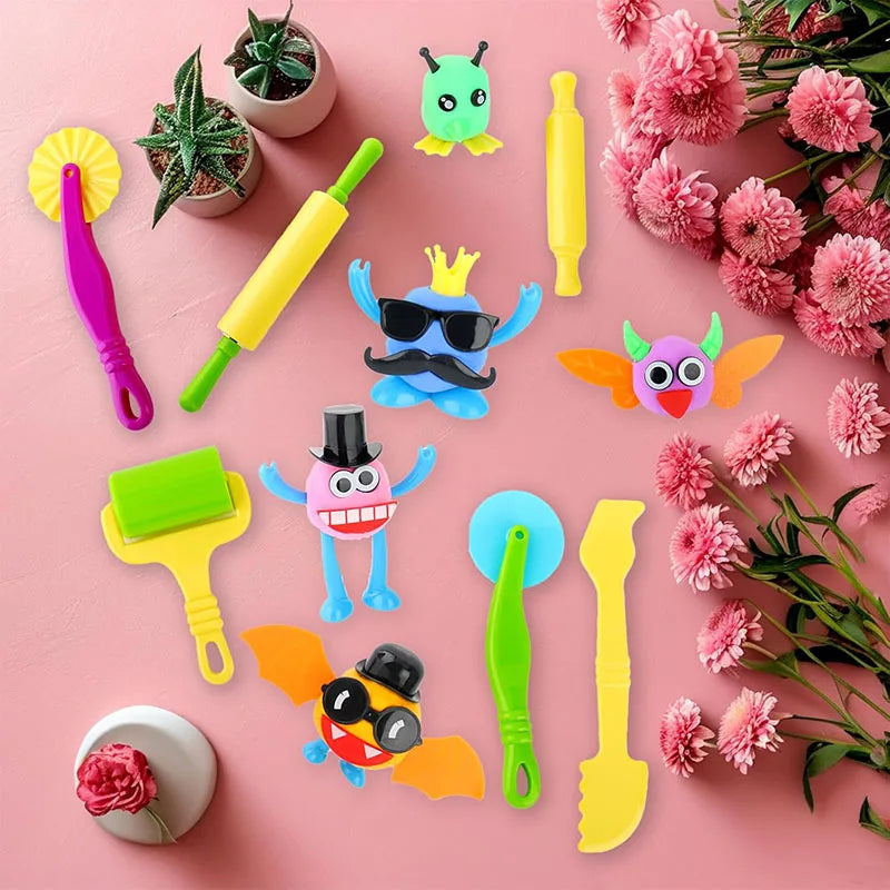 Playdough Molds Dough Accessories Handicraft Toys Cutter Roller Hat Eyes Nose Plasticene Models Kindergarten Kids DIY Crafts