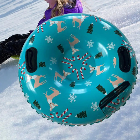 Winter Snow Tube 35.83inch Kids Adults Sledding Sleigh Inflatable Snow Sled Foldable Cold-resistant Ski Circle with Handles
