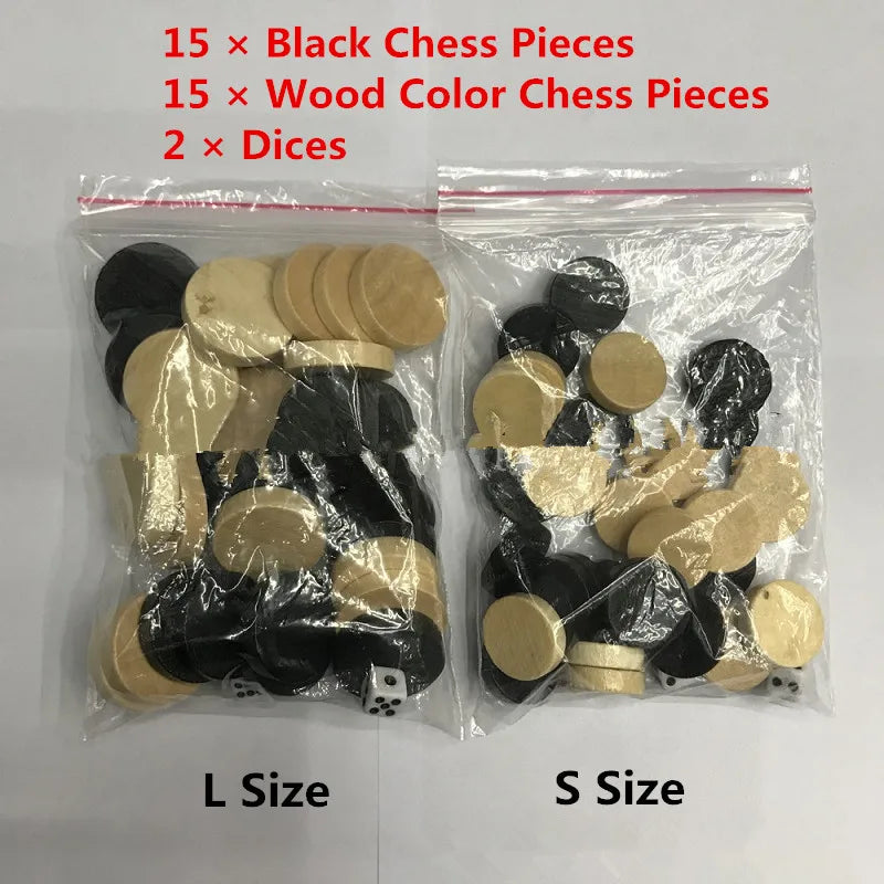 New 30pcs Wooden Draughts Checkers Backgammon Chess Pieces with 2 Dice for Kid Daily Board Game Intelligence Games Entertaining