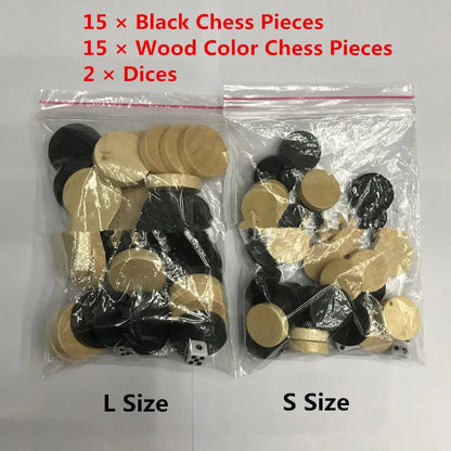 New 30pcs Wooden Draughts Checkers Backgammon Chess Pieces with 2 Dice for Kid Daily Board Game Intelligence Games Entertaining